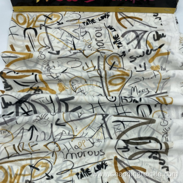 Breathable Graffiti Pattern 100% Polyester Chiffon Fabric